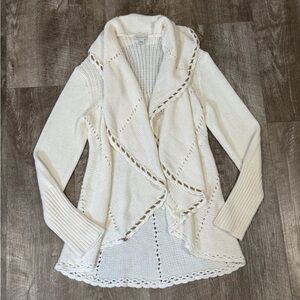 BOSTON PROPER WOMENS IVORY OPEN FRONT CARDIGAN SIZE MEDIUM